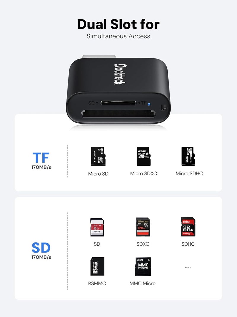 Dockteck SD Card Reader, USB 3.0 Card Reader to Micro SD Card Adapter, 5G SD Memory Card Reader, USB A - C Adapter, Dual-Slot Card Reader for UHS-I SD/Micro SD/SDHC/SDXC/MMC, Support OTG for Plug&Play - Image 5
